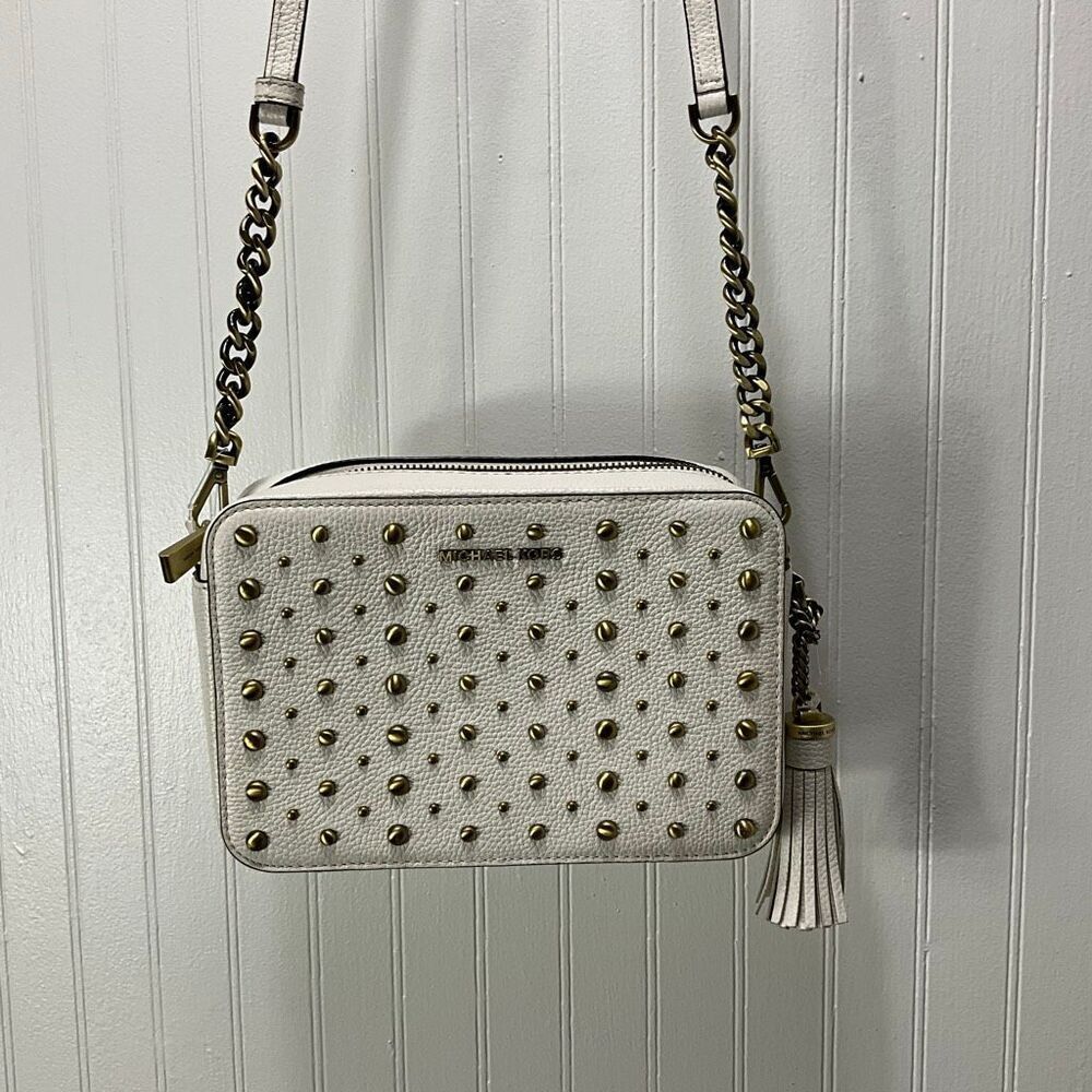 Michael Kors White Studded Crossbody Bag